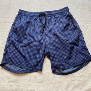 Mr Swim Black And Blue Houndstooth Design Swim Trunks Size Medium